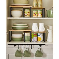 Hylder til bord - 2x2 stabelbare k�kkenhylder - bambus