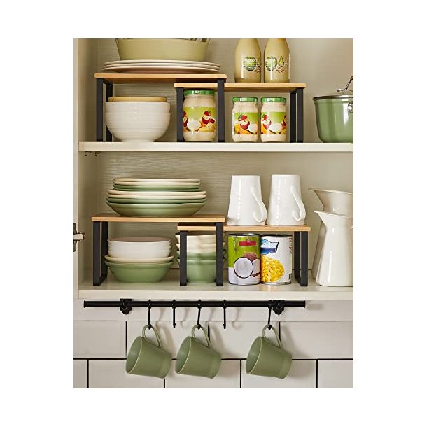 Hylder til bord - 2x2 stabelbare k�kkenhylder - bambus