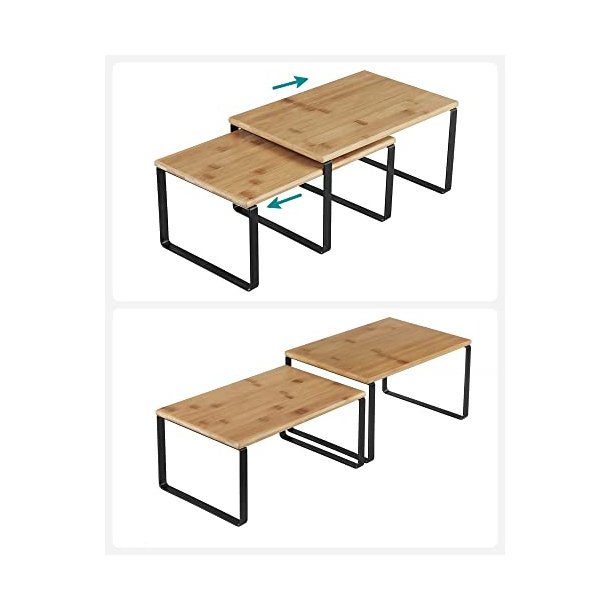 Hylder til bord - 2x2 stabelbare k�kkenhylder - bambus