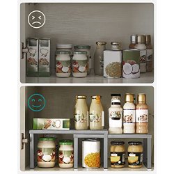 Hylder til bord - s�t med 2 stabelbare k�kkenhylder - gr� metal