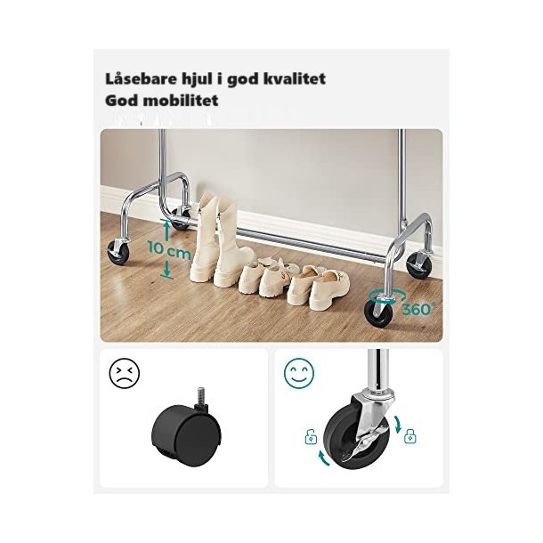 T�jstativ p� hjul med justerbar t�jstang - b�reevne 130 kg