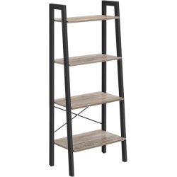 Reol - stigereol i industrielt design - gr� beige 138 x 56 x 34