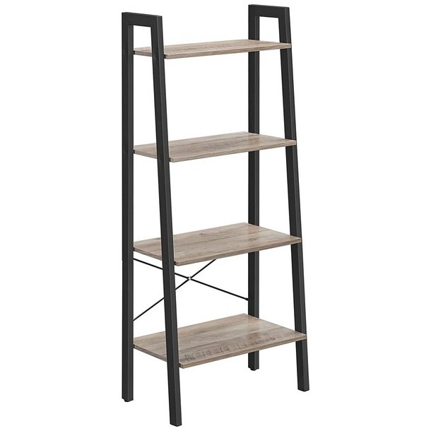 Reol - stigereol i industrielt design - gr� beige 138 x 56 x 34