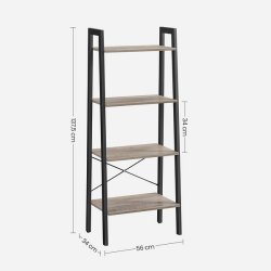 Reol - stigereol i industrielt design - gr� beige 138 x 56 x 34