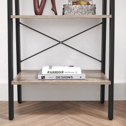 Reol - stigereol i industrielt design - gr� beige 138 x 56 x 34