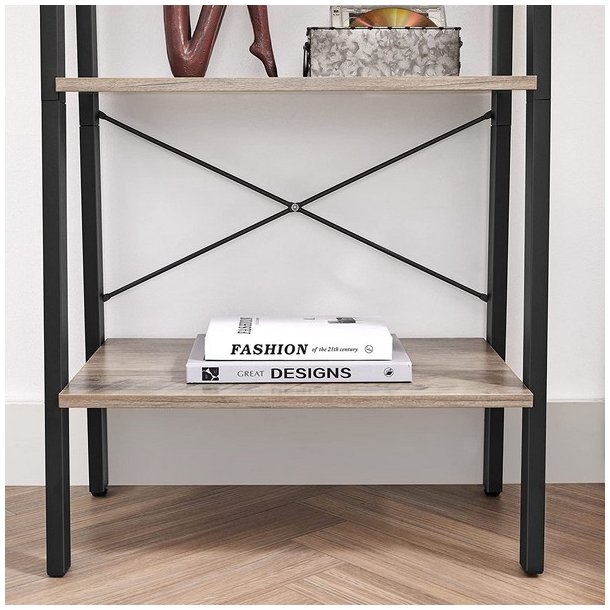 Reol - stigereol i industrielt design - gr� beige 138 x 56 x 34