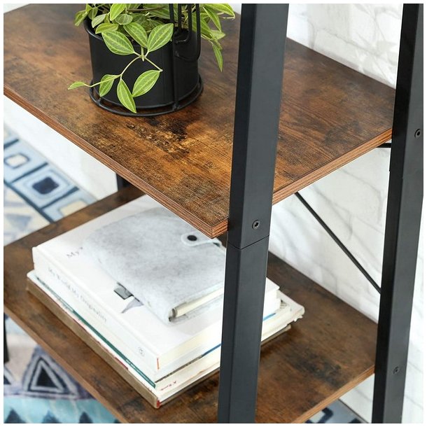 Reol - stigereol i industrielt design - rustik brun 138 x 56 x 34