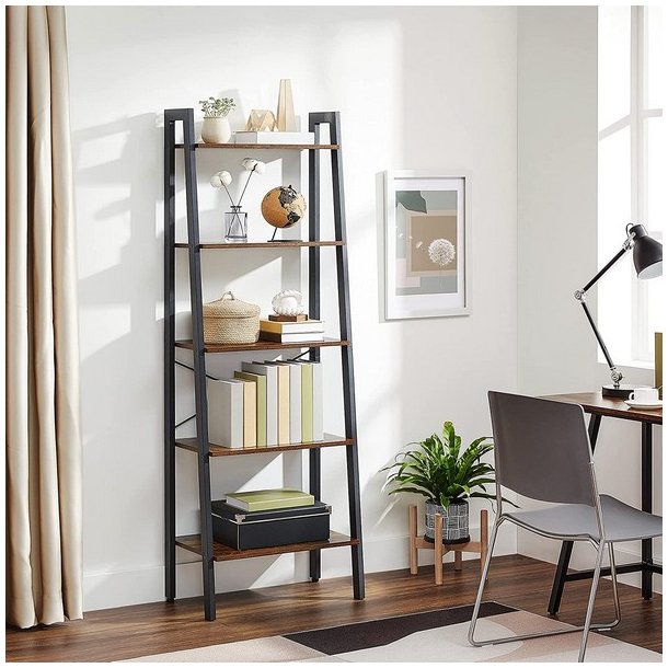 Reol - stigereol i industrielt design - rustik brun 172 x 56 x 34