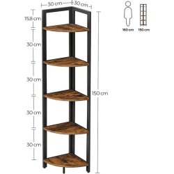 Hjrnereol - stigereol i industrielt design - rustik brun reol