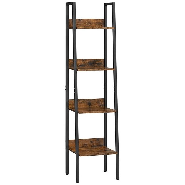 Reol - stigereol i industrielt design - rustik brun 140 x 30 x 34