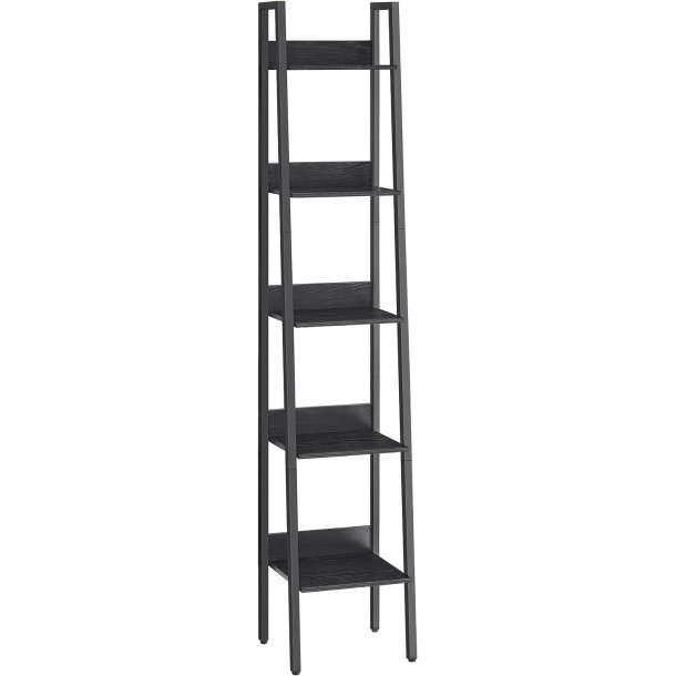 Reol - stigereol i industrielt design - sort 170 x 30 x 34