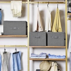 Opbevaringskasser - 3 foldbare stofsker med lg - gr 40x30x25