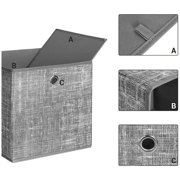 Opbevaringskasser til rumdeler &amp; modulreol - 6 stofkurve - lysegr