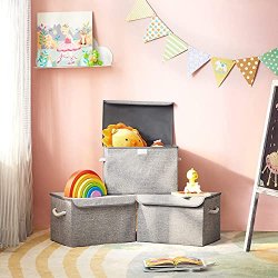 Opbevaringskasser - 3 foldbare stof�sker med l�g - gr� 38x25x25