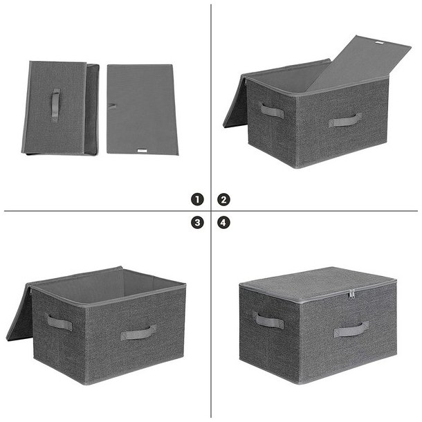 Opbevaringskasser - 3 foldbare stofsker med lg - gr 40x30x25