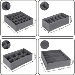 Opbevaringskasser til skuffer - 8 opbevaringssker - gr stof