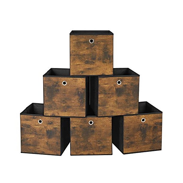 Opbevaringskasser til rumdeler - 6 stofkurve - rustik brun