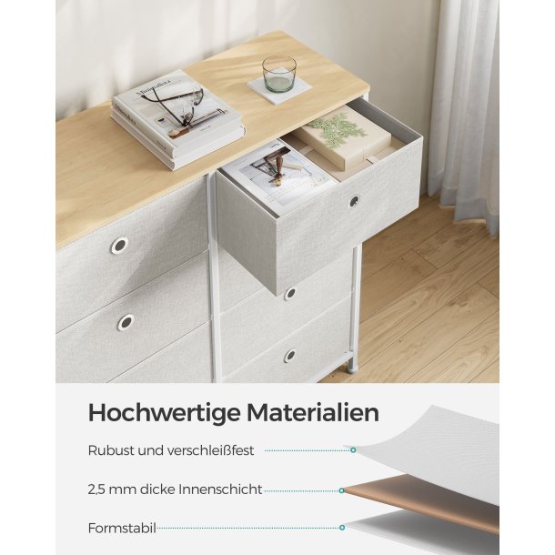 Kommode med 8 skuffer - hvid og brun - 80 x 30 x 81,5