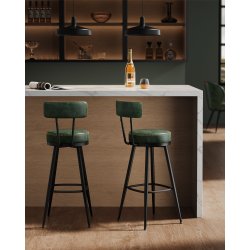 Barstol med kunstl�der - s�t med 2 - s�deh�jde 76 cm - gr�n