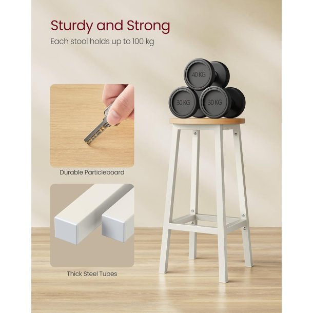 Barstol i industrielt design - st med 2 barstole - eg brun