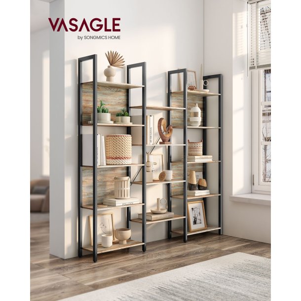 Reol - stor stuereol i industrielt design - brun 158x24x166