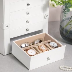 Smykkeskrin - stort smykkeskrin med 5 skuffer, spejl og l�s