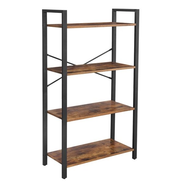 Bogreol - reol i industrielt design - rustik brun 120 x 66 x 30