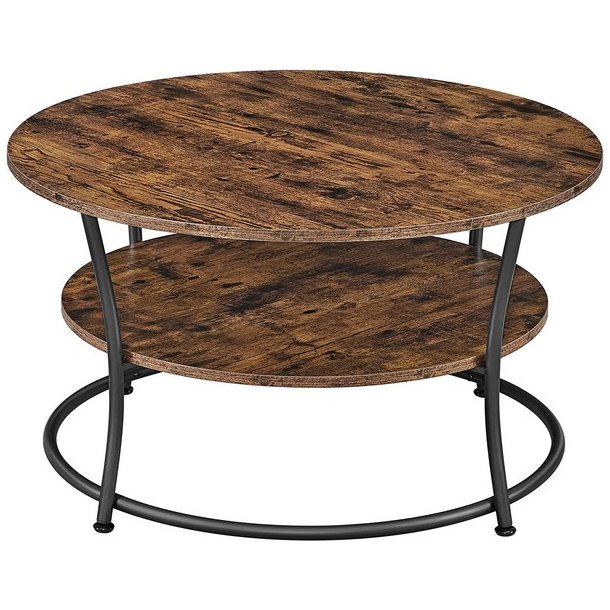 Sofabord - rundt stuebord i industrielt design - rustik brun