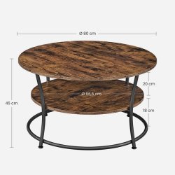 Sofabord - rundt stuebord i industrielt design - rustik brun