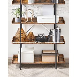 Bogreol - stuereol med 5 hylder - rustik brun 100 x 28 x 178