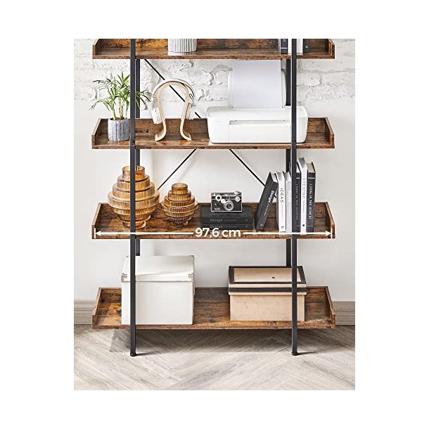 Bogreol - stuereol med 5 hylder - rustik brun 100 x 28 x 178