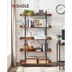 Bogreol - stuereol med 5 hylder - rustik brun 100 x 28 x 178