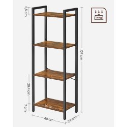 Bogreol - reol i industrielt design - rustik brun 107x40x24