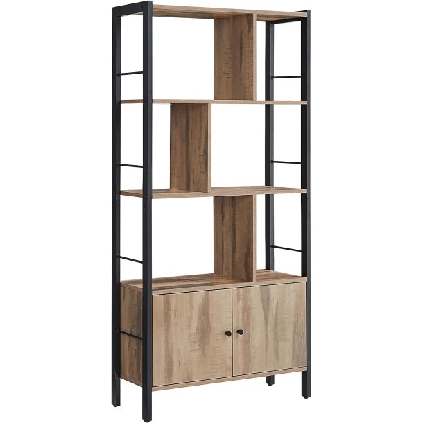 Reol - bogreol i industriel stil - brun eg 154,5 x 74 x 30