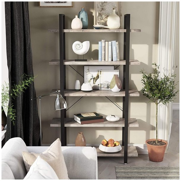 Reol - stuereol i industrielt design - gr� beige 177,5 x 105 x 33,5