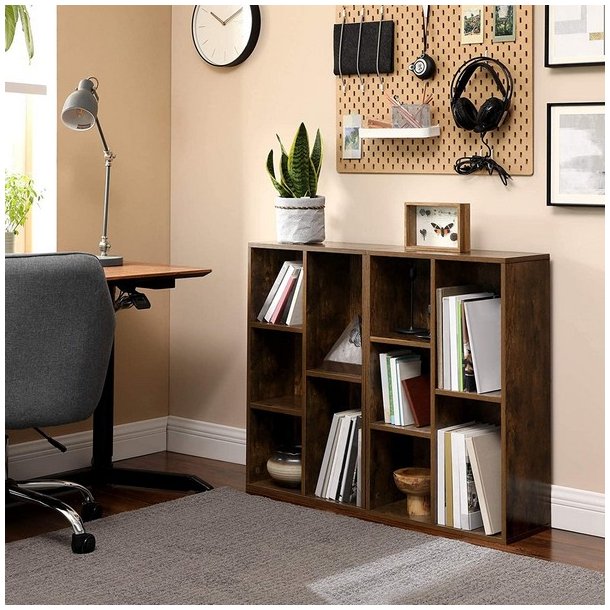 Bogreol - reol i industrielt design - rustik brun 50x24x80