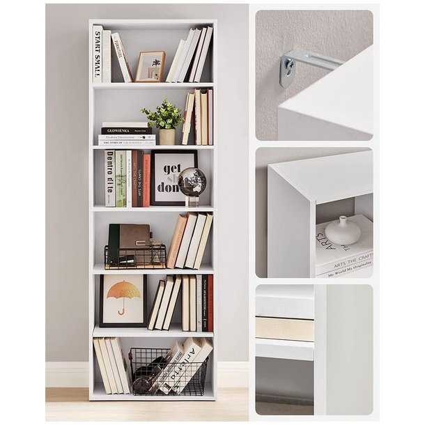 Bogreol - gulvreol og stuereol - hvid reol 60 x 24 x 178,5 cm