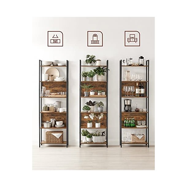 Bogreol med 6 hylder - stuereol - rustik brun 60 x 24 x 186