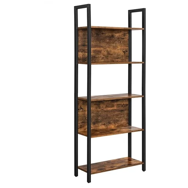 Reol - bogreol i industrielt design - rustik brun 165 x 62 x 24