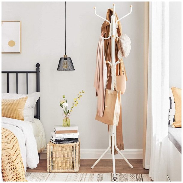 Stumtjener i hvid metal - frakke stativ - 182 x 44 x 44