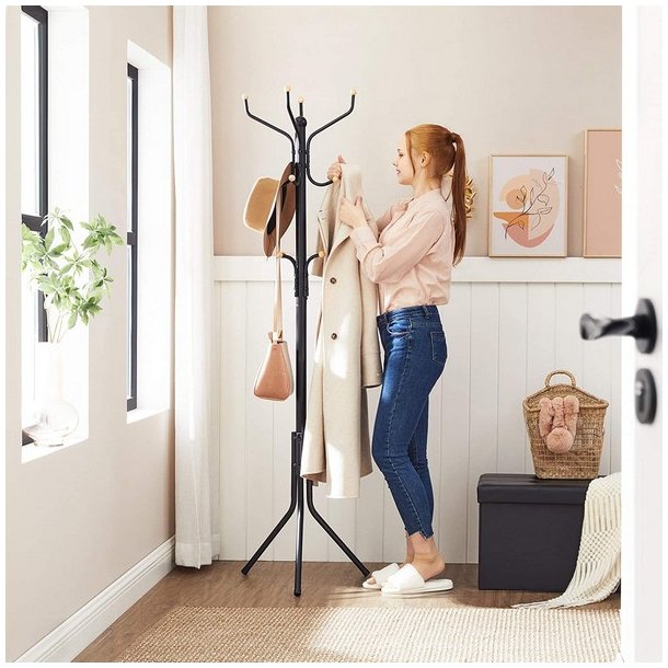 Stumtjener i sort metal - frakke stativ - 182 x 44 x 44