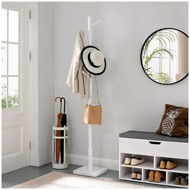 Stumtjener i hvid tr� - frakke stativ til entre - 30x30x175