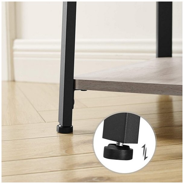 Stumtjener - frakke stativ i sort metal med 3 gr� beige hylder