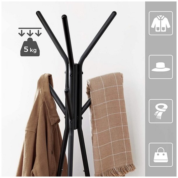 Stumtjener - frakke stativ i sort metal med 2 gr� beige hylder