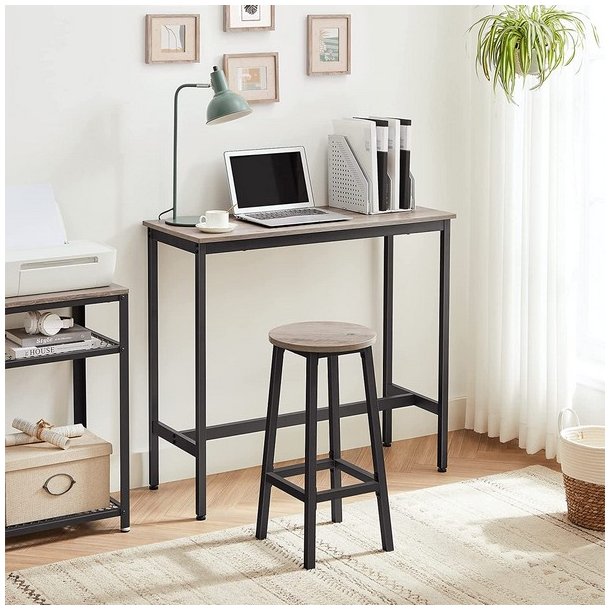 Barstol i industrielt design - s�t med 2 barstole - gr� beige