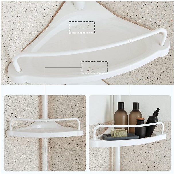 Brusestativ - hjrne brusehylde til badevrelse 85-305 cm