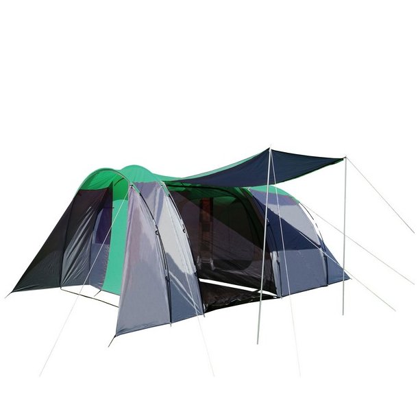 Campingtelt - 6 personers tunneltelt til camping - delbart grnt telt