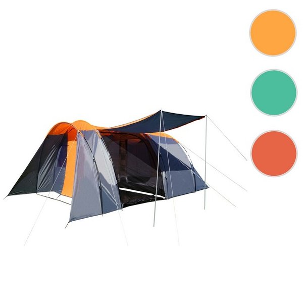 Campingtelt - 6 personers tunneltelt til camping - delbart orange telt