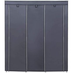 Kl�deskab med stofsider - gr� garderobeskab og t�jskab - 175 cm