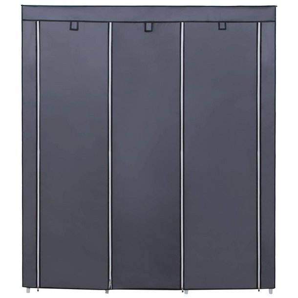 Kl�deskab med stofsider - gr� garderobeskab og t�jskab - 175 cm